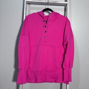 Zenana Women's Pink Hoodie Sweater with Pockets